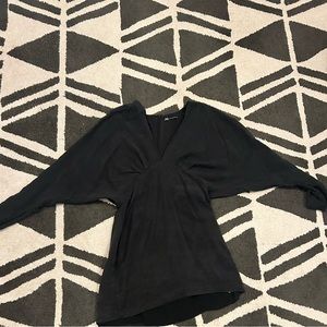 long sleeve black v neck zara dress